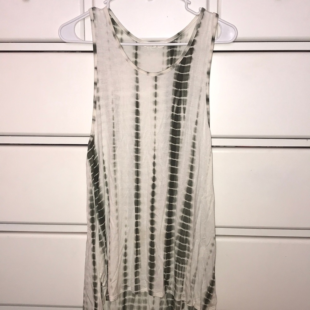 White and green tie dye high low tank!